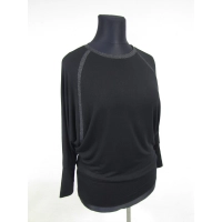 Bluzka Agnes czarna - nietoperz z błyszczącymi lamówkami